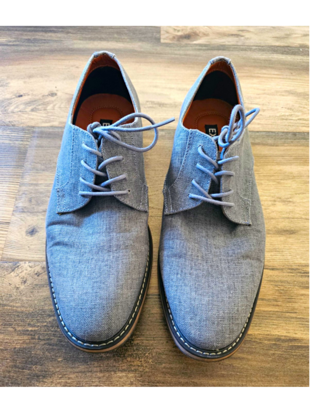 Express Men's Gray Textile Derby Dress Shoes Lace-Up Round Toe Size 10